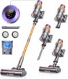 SunSare Akku Staubsauger 550W/45000Pa/60Min, Staubsauger Kabellos mit Smart Display und