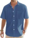 J.VER Leinenhemd Herren Hemd Kurzarm Leinenshirt Freizeithemd Businesshemd Sommer Casual