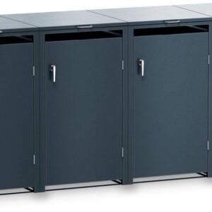 Metzler Mülltonnenbox 4er 240L aus massivem und pulverbeschichtetem Stahl in Anthrazit |