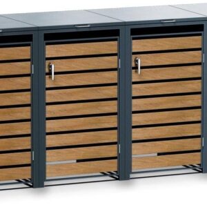 Metzler Mülltonnenbox 4 Tonnen 240L aus Holz und pulverbeschichtetem Stahl in Anthrazit |