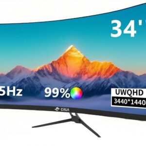 CRUA 34Inch Ultrawide Gaming Monitor,(3440 * 1440P) 165Hz Curved Monitor,99% sRGB,Computer