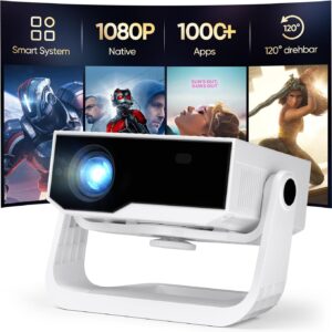 Full HD Smart Beamer unterstützt 4K, 28000 Lumens,Android 11, Integrierte Apps, WiFi 6&BT