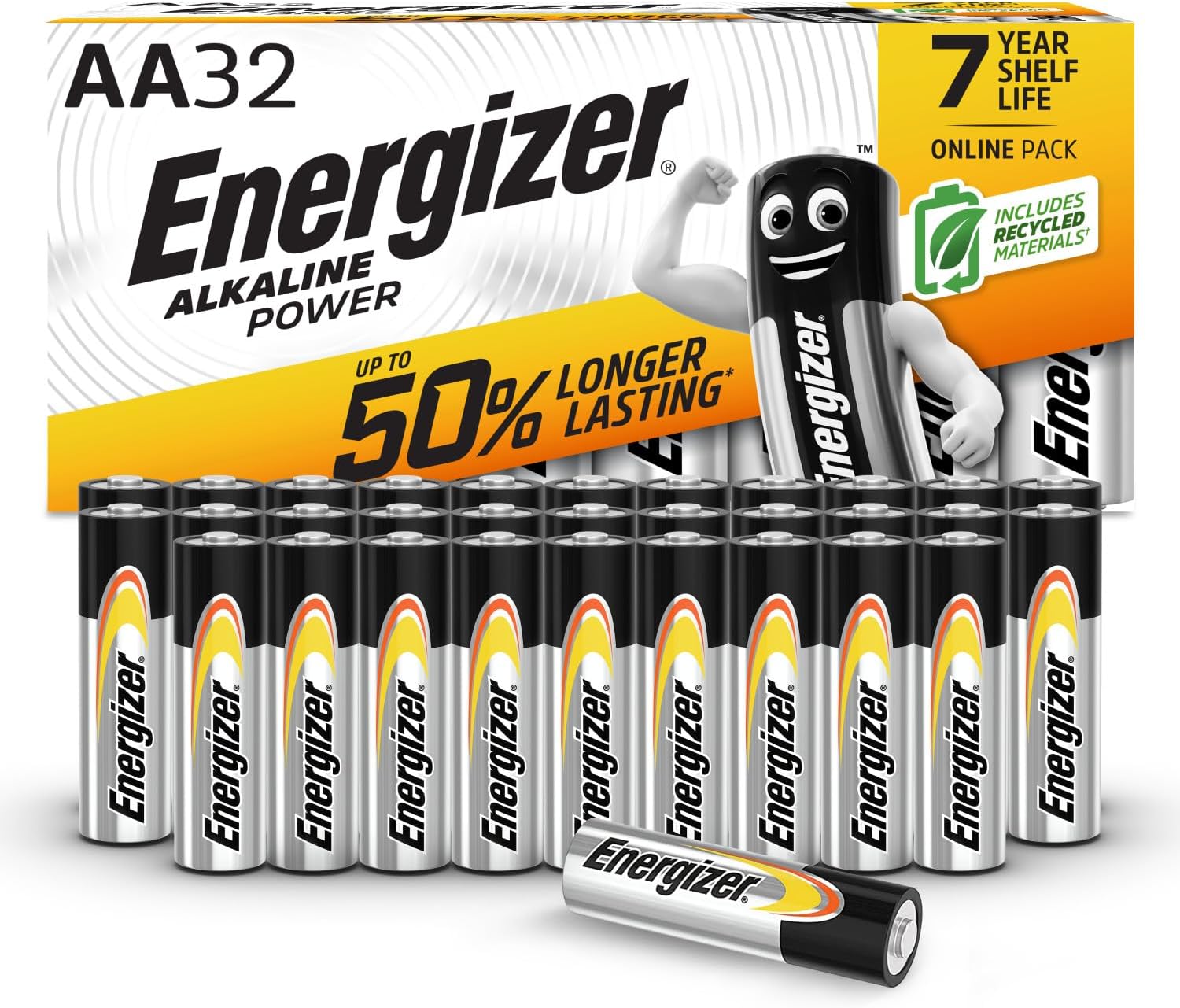 Energizer Alkaline Power Batterien AA (32 Stück) - Hochleistungsbatterien 1,5V - Batterie