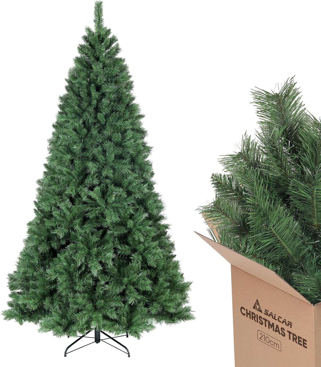 SALCAR Künstlicher Weihnachtsbaum 210 cm, Tannenbaum Künstlich mit Handschuhen und