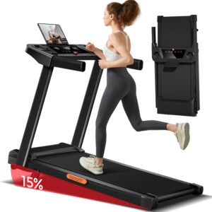 Laufband für Zuhause Klappbar mit Steigung 9%-15%, Laufbänder 12KM/H, Treadmill for Home mit