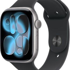 Apple Watch Series 11 GPS 46 mm Smartwatch mit Aluminiumgehäuse in Space Grau und