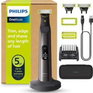 PHILIPS OneBlade Pro 360 Face & Body – elektrischer Rasierer, Trimmer & Bodygroomer, 3 x 360