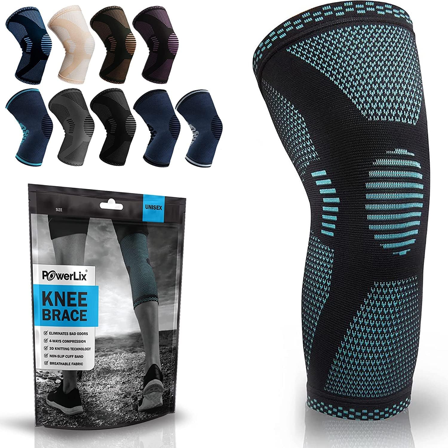 POWERLIX Athletics Kniebandage, Kompressionsbandage für Laufen, Joggen, Sport, Basketball,