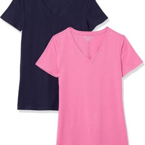 Amazon Essentials Damen Kurzärmliges Regular-Fit-T-Shirt (Varianten mit Rundhalsausschnitt
