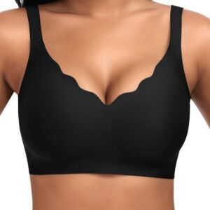 Jiuday BH Damen ohne Bügel Große Brüste Nahtloser Push Up BH Soft Bequemer Seamless Bra T