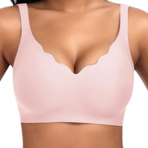 Jiuday BH Damen ohne Bügel Große Brüste Nahtloser Push Up BH Soft Bequemer Seamless Bra T
