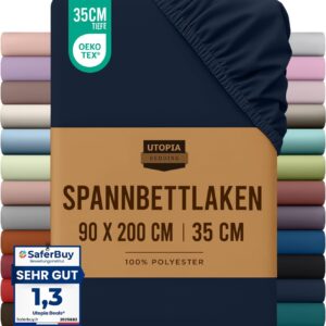 Utopia Bedding – Spannbettlaken 90x200cm – Marineblau – Gebürstete Polyester-Mikrofaser