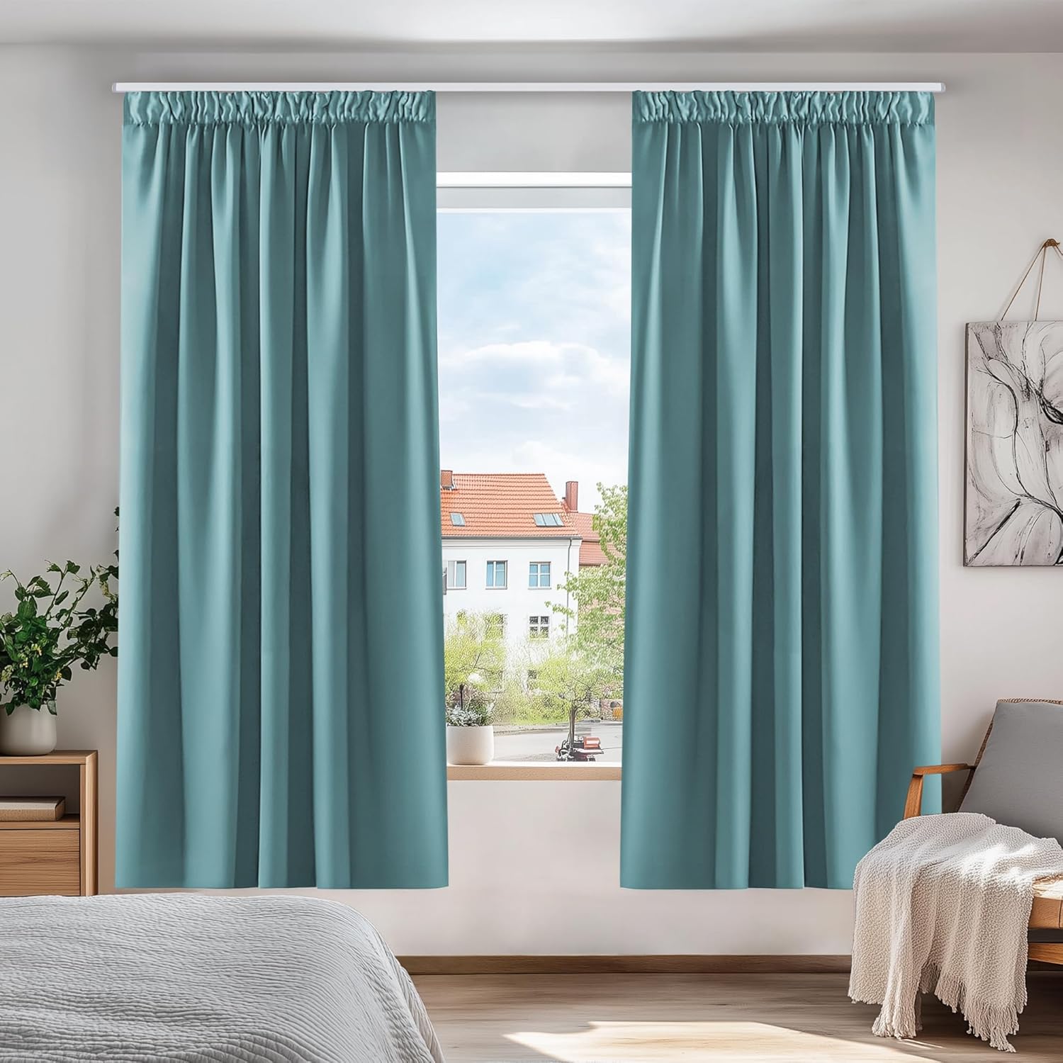 Deconovo Verdunkelungsvorhang Kräuselband Gardinen Wärmehaltung Wohnzimmer Vorhang
