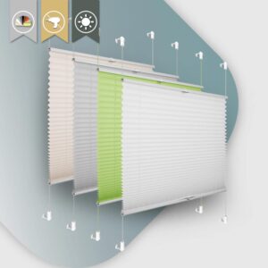 Plisseerollo ohne Bohren 30x100cm(BxH) Plissee Klemmfix Weiß Faltrollo mit Klemmträger