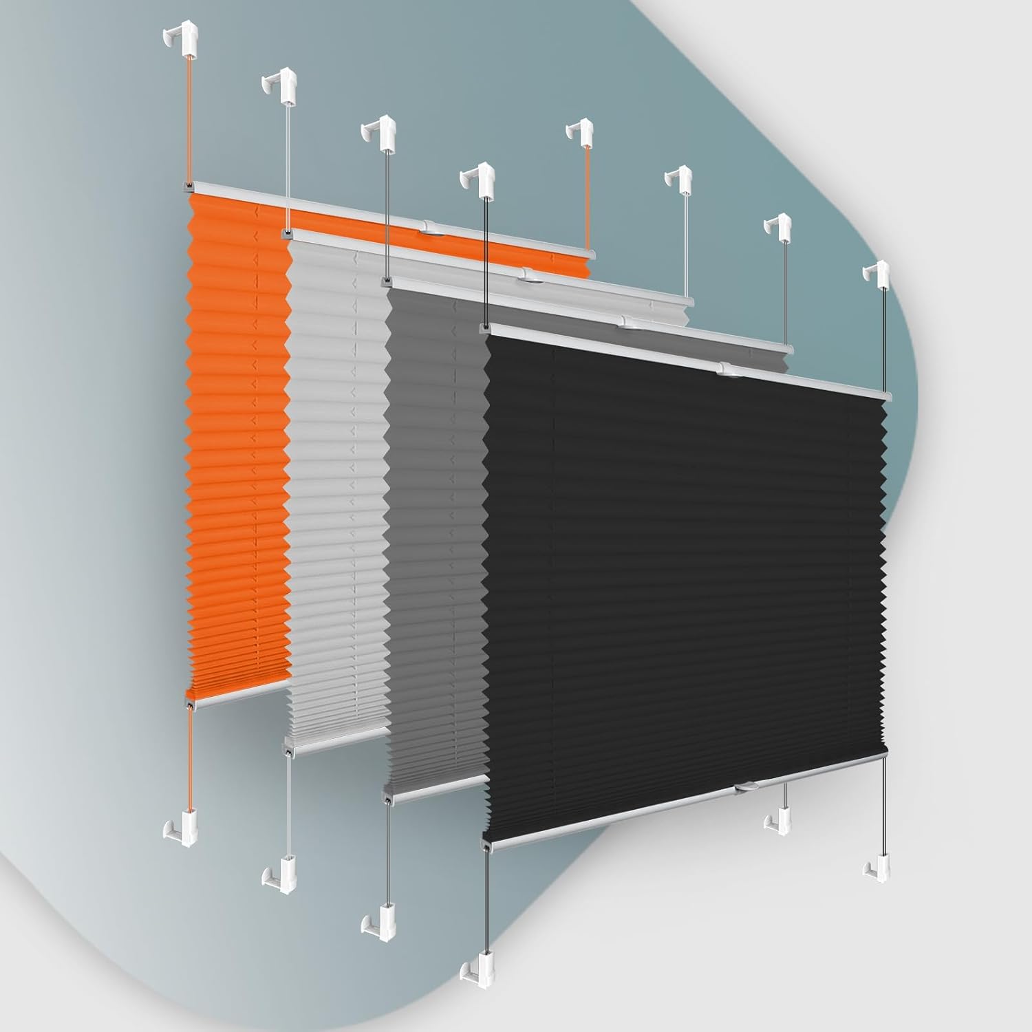 Buseu Plissee Klemmfix,Schwarz 35x80cm(BxH) Plisseerollo ohne Bohren,Premium & Easyfix