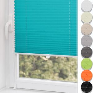 Plissee Klemmfix 45x110cm(BxH) Plisseerollo ohne Bohren Türkis Faltrollo mit Klemmträger