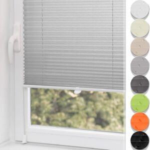 Buseu Plissee Klemmfix 35x80cm(BXH) Hellgrau Easyfix Faltrollo ohne Bohren Lichtdurchlässig