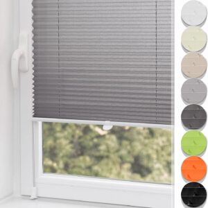 Buseu Plissee Klemmfix 35x80cm(BXH) Anthrazit Easyfix Faltrollo ohne Bohren Lichtdurchlässig