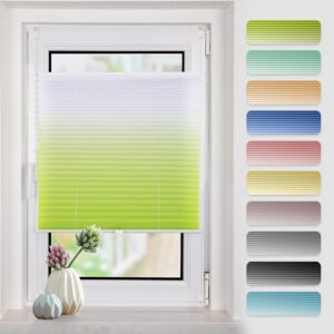 Plissee mit Farbverlauf 50x110cm(BxH) Grün-Weiß plissees klemmfix ohne Bohen Blickdicht