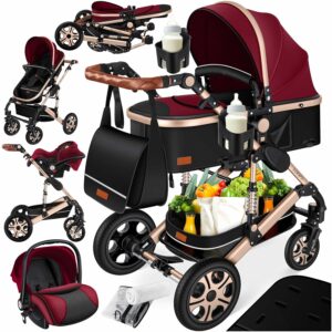 KESSER® Loops 4 in 1 Kinderwagen Kombikinderwagen Komplett-Set inkl. Babywanne & Buggy